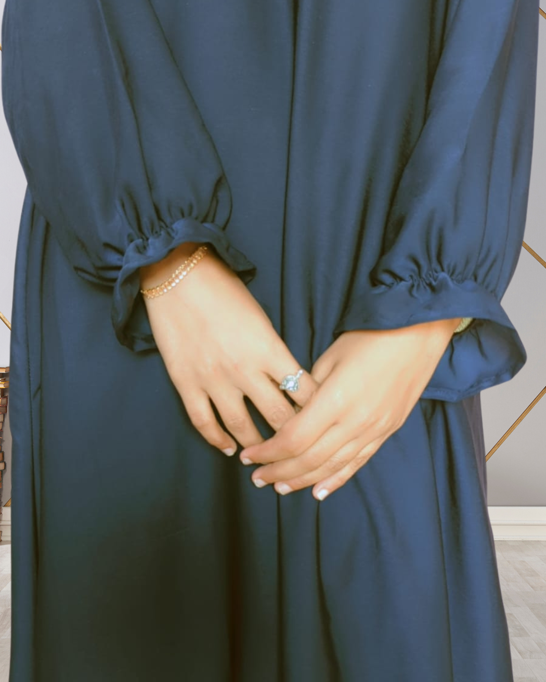 Blue Umbrella Abaya With Elastic Sleeves