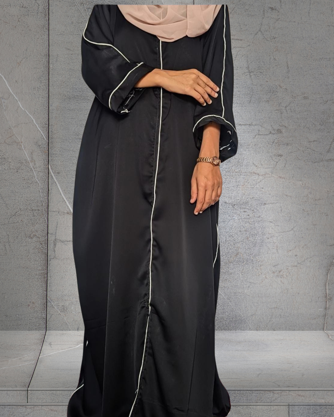 Crepe BlackOpen Abaya